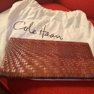 COLE HAAN WOVEN LEATHER CLUTCH